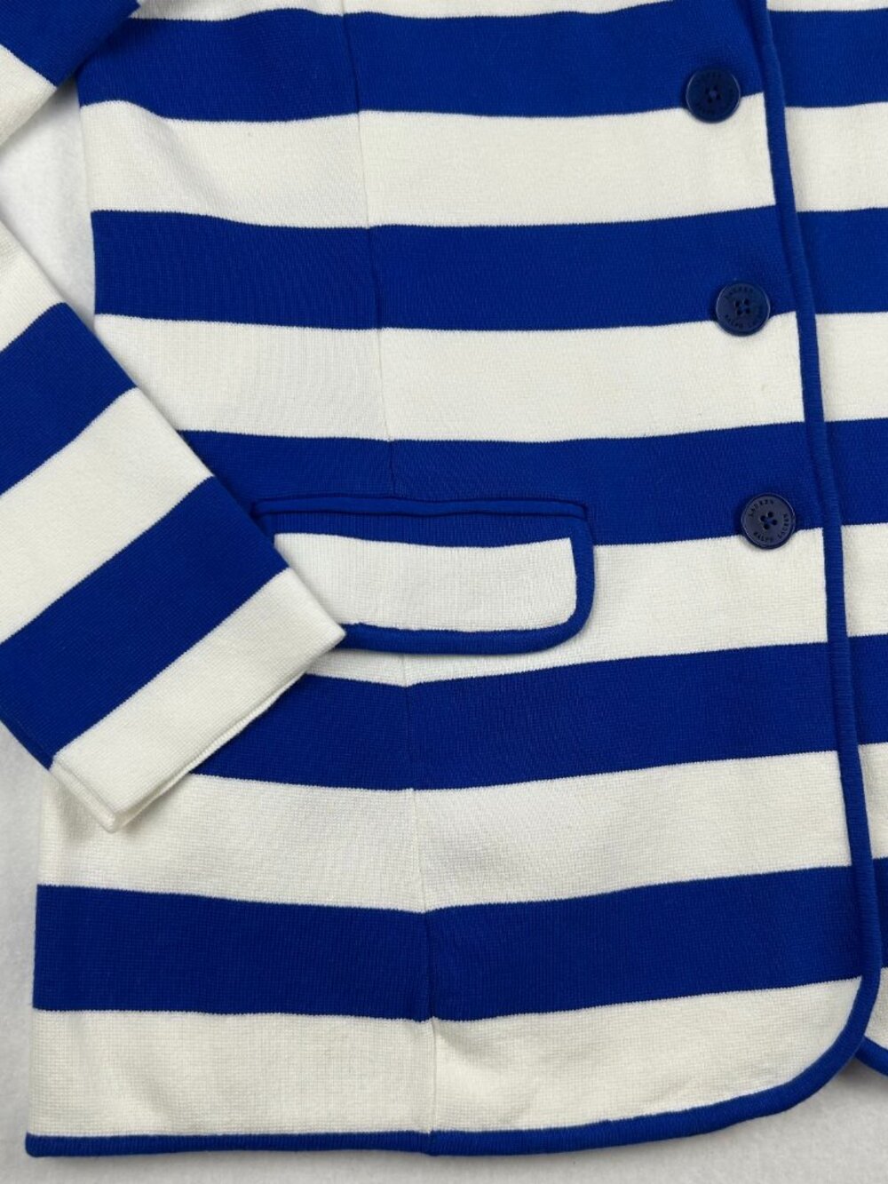 Ralph Lauren | Combed Cotton Sapphire Blue and White Striped Blazer NWOT size XL - Picture 3 of 12